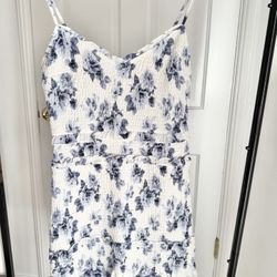 Abercrombie & Fitch - White Floral Smocked Mini Dress, Size Large