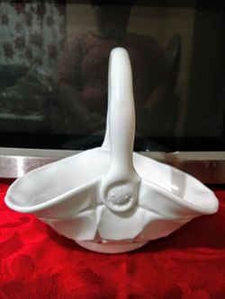 Vintage Milk Glass Brides Basket