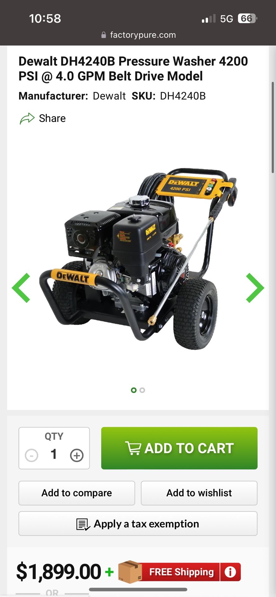 Dewalt Pressure Washer 4200psi 4.0gpm