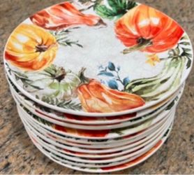 World Market Harvest Pumpkin Crackle Salad Plates.  Quantity - 11 .