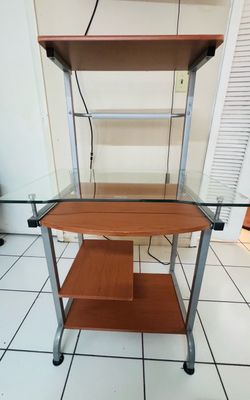 Computer desk with glass top