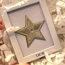 ☆Brand NEW☆IMPORTED☆ Christian Dior CD Gold Star Embroidery Brooch Pin Badge Limited JAPAN (Purse Bag Wallet Shoes Heels Sauvage Golden)