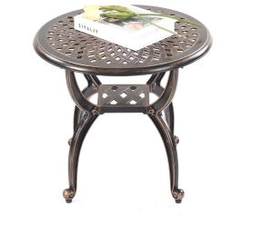 Mandolin Copper Cast Aluminum Round Outdoor Patio Coffee End Table