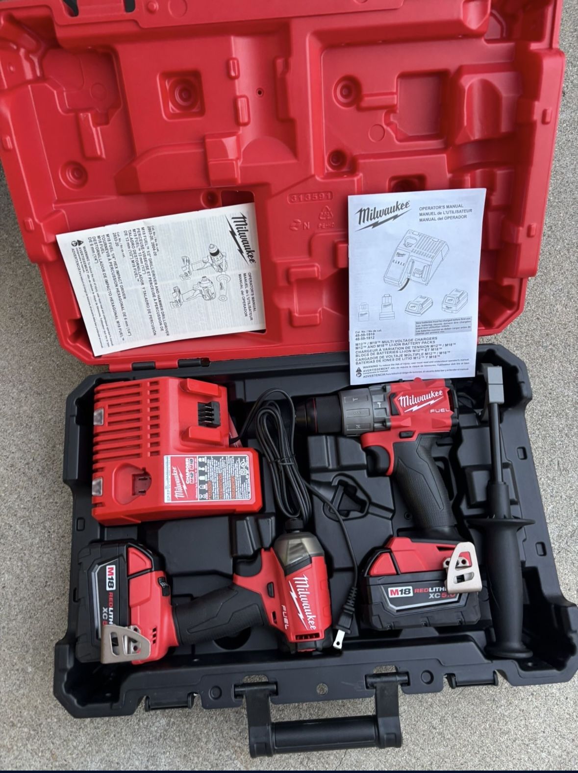 M18 FUEL 18V Lithium-lon Brushless Cordless Surge Impact and Hammer Drill Combo Kit