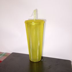 Opalhouse 26.2oz Studded Electric Gold Yellow Plastic Tumbler with Straw - Target - NEW