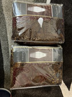 2 Sets Of Galleria Red Pole Top Curtains - 82” X 84 “ Excellent Condition