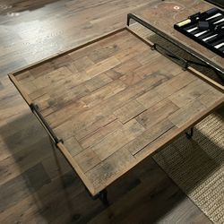 Rustic Distressed Wood And Metal Coffee Table