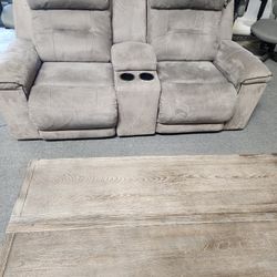 ASHLEY Signature Design All Electric Power Recline Love Seat & Matching Coffee Table 