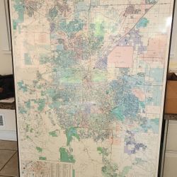Wall Map Of DENVER, CO, (Framed) 4'x6'