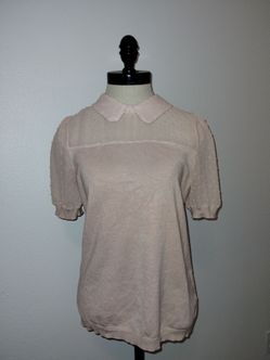 Adrianna Papell Women's Pink Collared Blouse Office Core Career  Size Small EUC