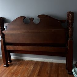 Vintage Queen Wooden Bed Frame 