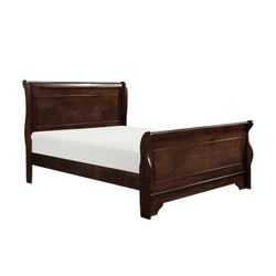Queen Cherry Oak Sleigh Bed 