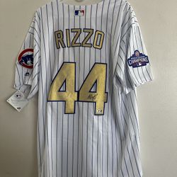 ANTHONY RIZZO SIGNED CHICAGO CUBS WORLD SERIES AUTOGRAPHED JERSEY W/COA - XL 868