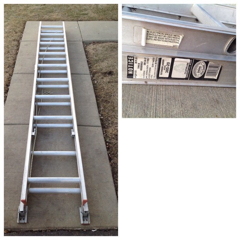 20' Aluminum Extension Ladder-Cuprum 385-20 Type III 200lb