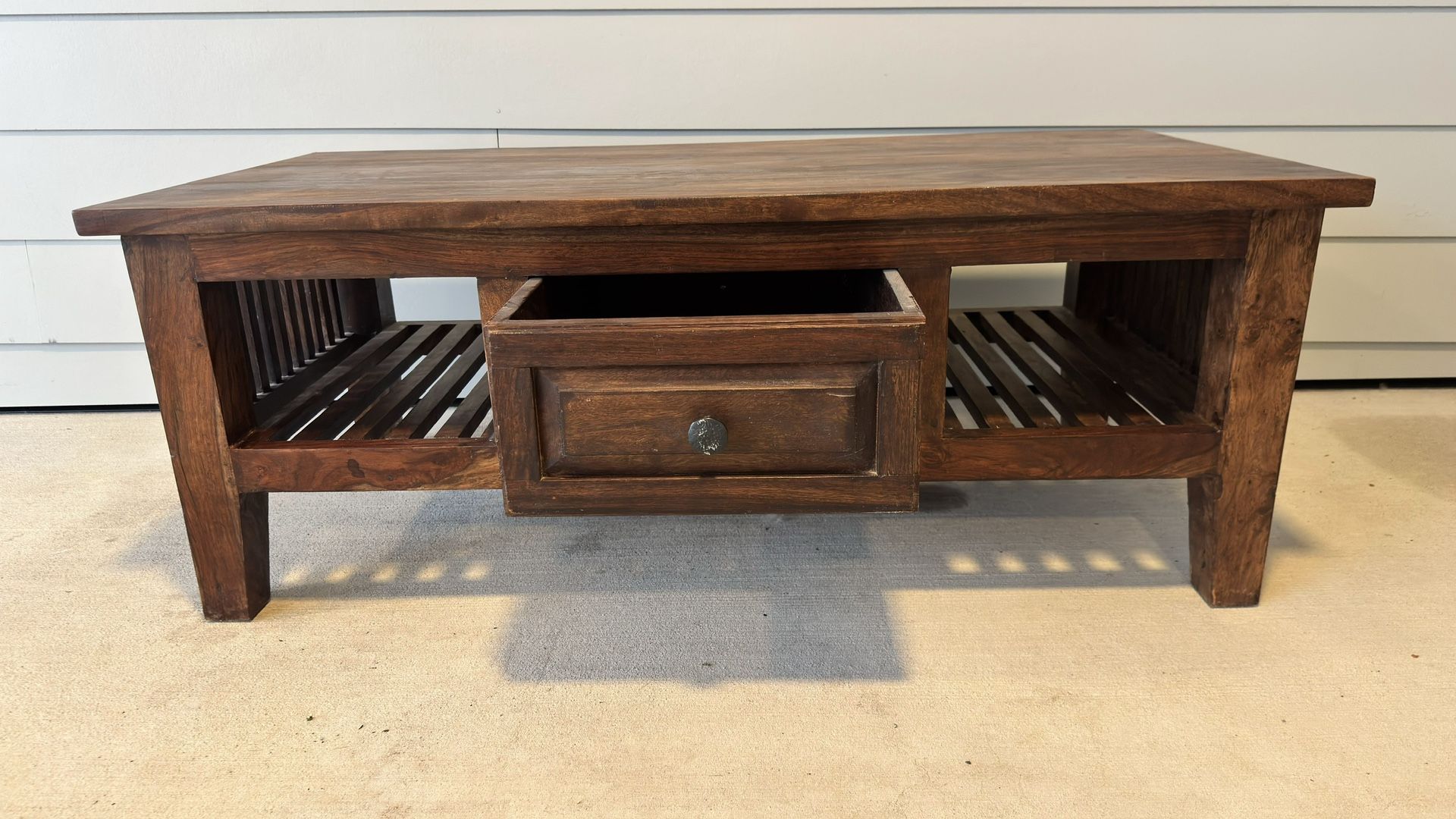 Solid Wood Coffee Table with Drawer