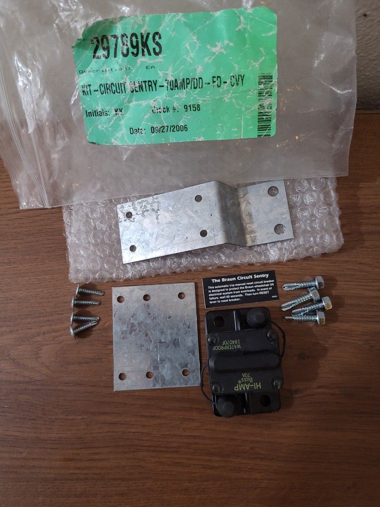 Braun 29789KS Access Lift Time Delay 70 Amp Circuit Breaker