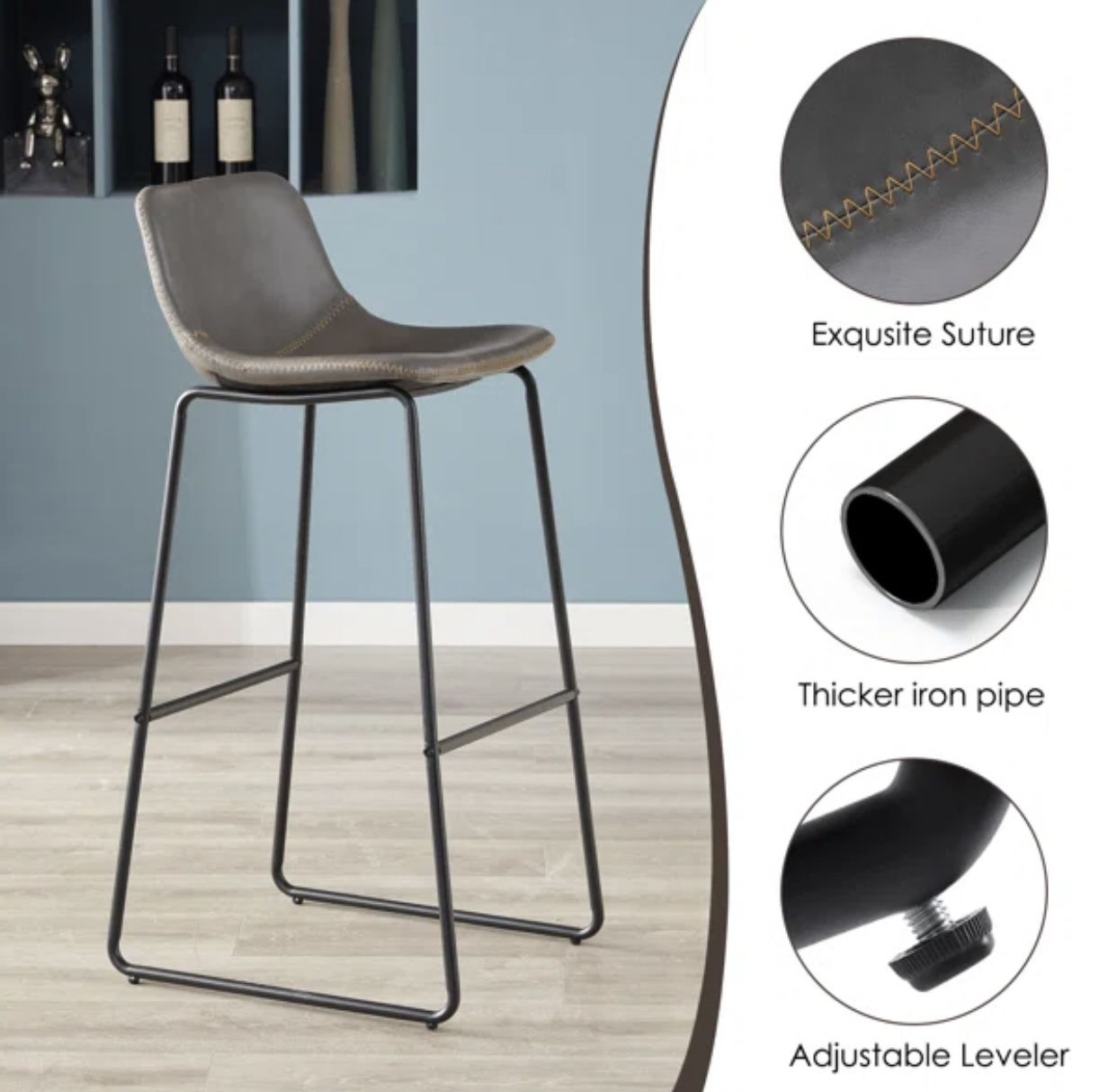 (Brand New) 4 Faux Leather Counter & Bar Stools By Latitude Run
