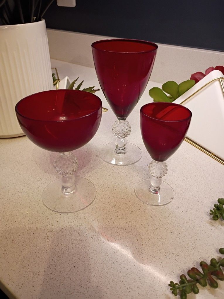 Striking Vintage Ruby Goblets