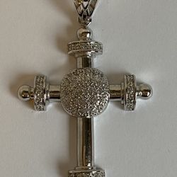 Silver 925 Cross with crystals 3” long $200