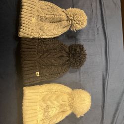 Bundle of Three: Women’s Hollister Pom Beanies