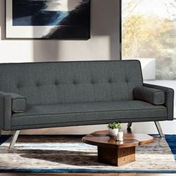 Dark Gray Biscuit Tufting Couch Sofa Futon Sofa Bed