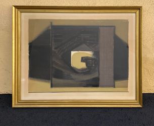 1960 FRAMED & MATTED Abstract Lithograph DANISH ARTIST Arne L. Hansen Signed & Numbered 28 of 50 Limited Edition & Dated