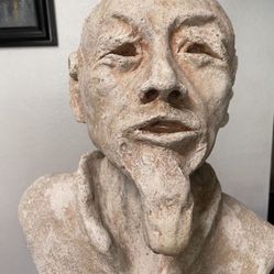 Old Rock Sculpture Asian Older Man Sage 