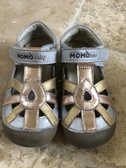 Toddler girls boutique Momo baby silver gold copper Velcro sandals 9 10