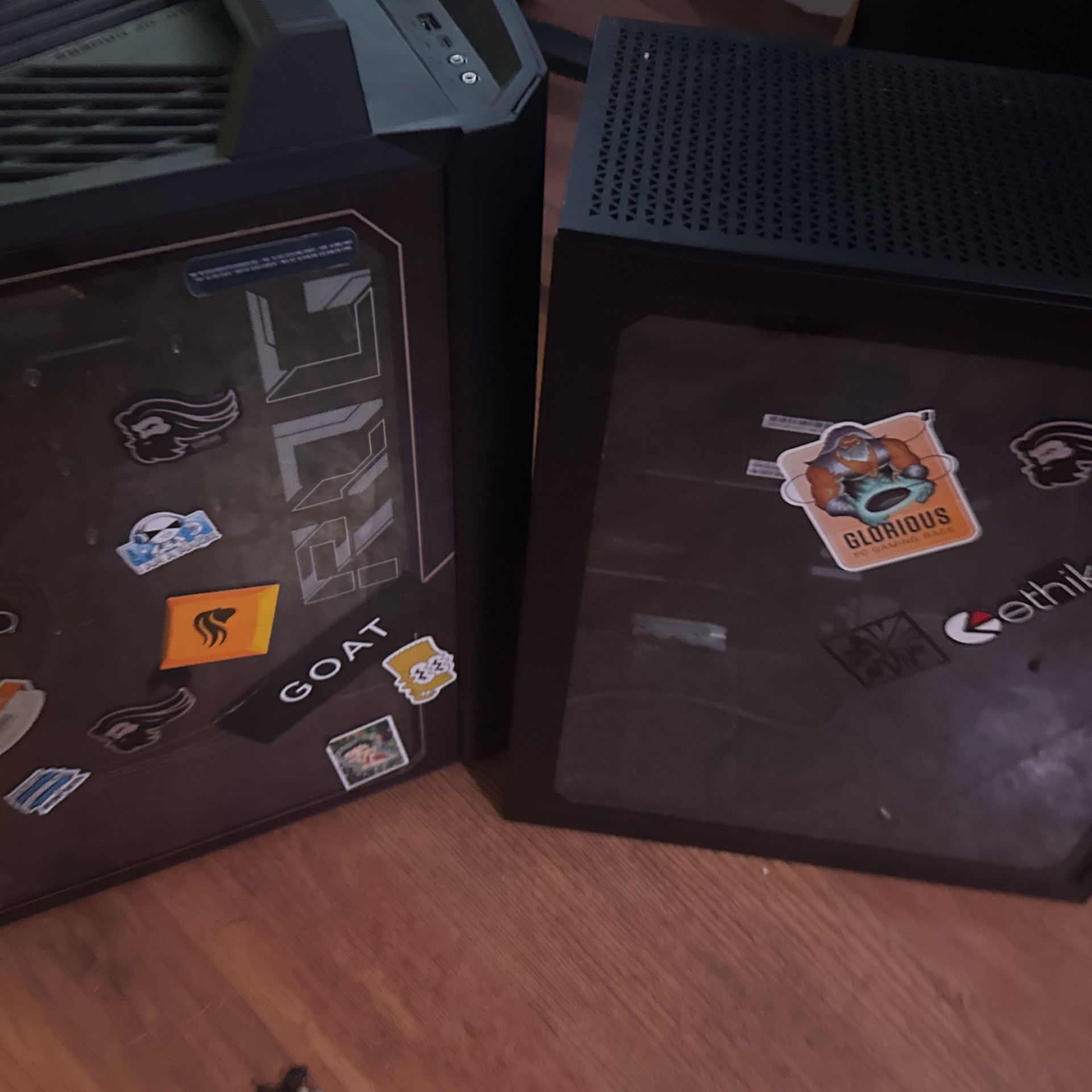 2 pc cases one with cooler master water cooler