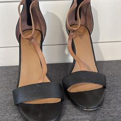 Kate Spade Saturday 7 Black Brown Leather Stappy Heel Sandal