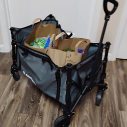 Raynesys Collapsible Wagon Cart, Foldable Wagon Cart with Wheels, 220lbs 120L Utility Wagon for Beach Garden Camping Sport, Gray 26"LX17"WX21"H
