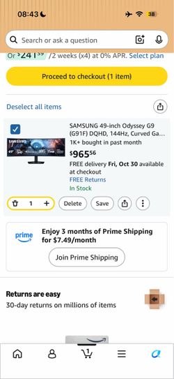 Samsung Odyssey Ultra Wide 49” Monitor