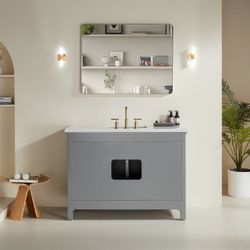 Fully Assembled 48'' Freestanding Bathroom Vanity with 2 Handles Sets