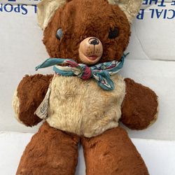 Vintage Teddy Bear Happy Toys Reddish Brown Plush Rubber face 1950 Cubbi Gund 