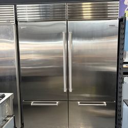 Stainless Steel Built In Sub Zero 60” Refrigerator Bottom Freezer Set