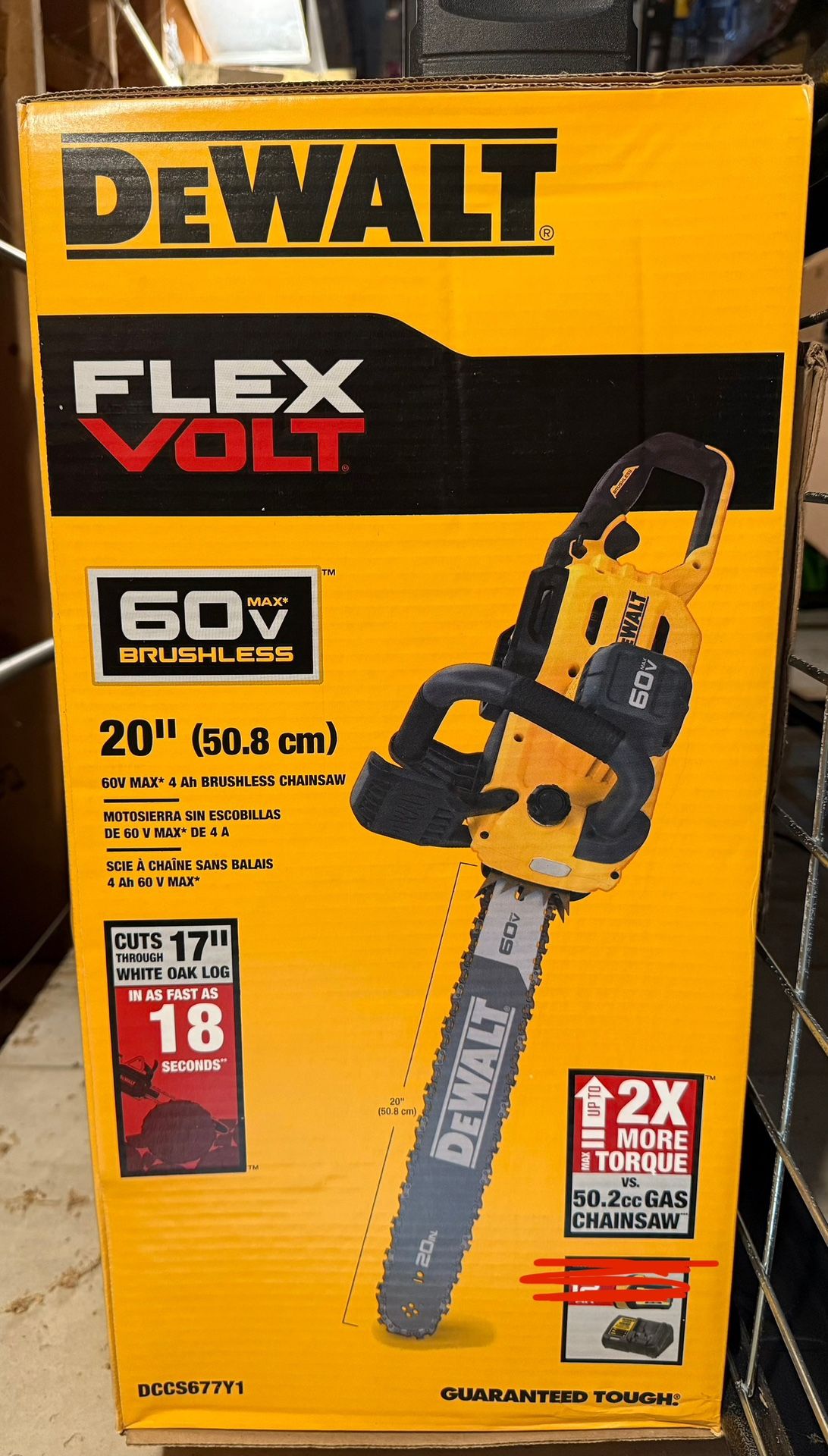 FLEXVOLT 60V MAX 20 in. Brushless Electric Cordless Chainsaw With Carry Case & Charger