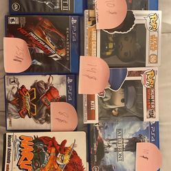 PS4 Video Games, Funko Pops, Naruto Manga books