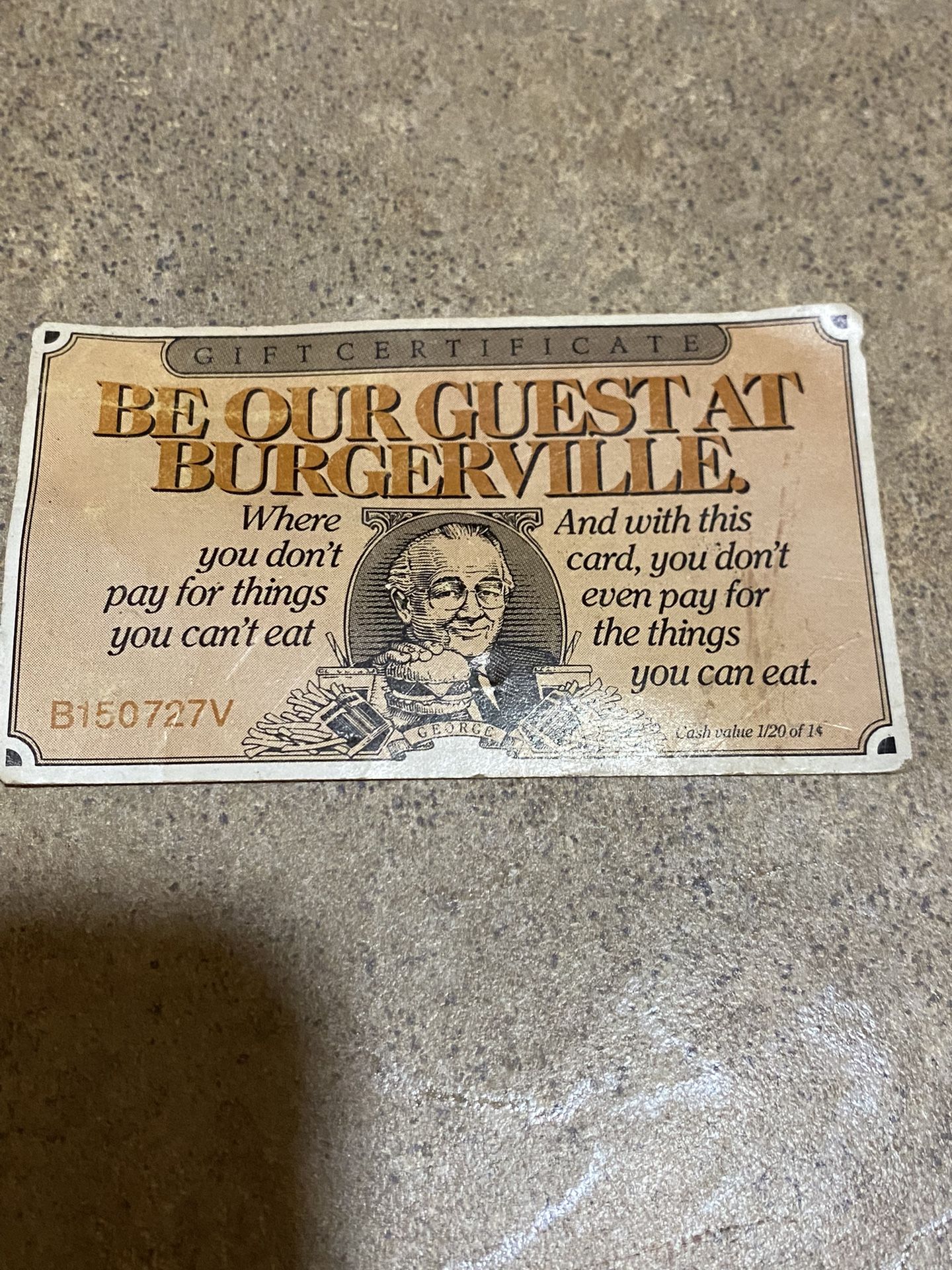 1989 Gift Certificate Burgerville