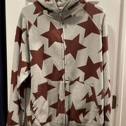 BAPE Full Zip Star Hoodie Grey Maroon