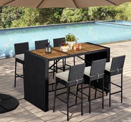 Full Patio dining set / 7 piece Patio set bar table and chairs / full outdoor patio set