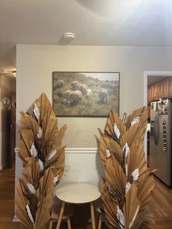 Handmade Boho Dried Floral & Paper Palm Décor – Terracotta, Brown & white