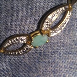 18k Over Sterling Silver Bracelet. Real Stone . Ask For Price.l