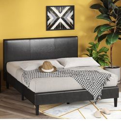  Leather Platform Bed Frame -  No Box Spring Needed