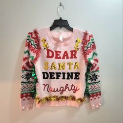 Ugly Christmas Sweater - Dear Santa Define Naughty 