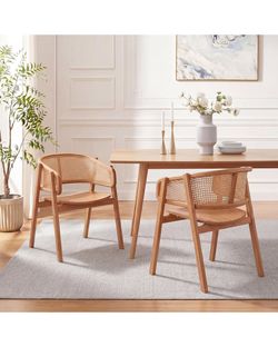 Wesmonta Solid Wood Dining Arm Chairs Set of 4, Rattan Back | SaleSumo INSANE DEAL (FIRM)