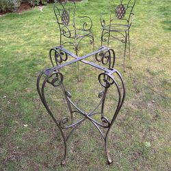 Wrought Iron Café Table & 2 Tall Chairs