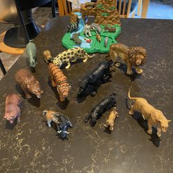 Large Lion And Wild Animal Cats And More Toy Lot 