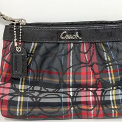 Coach Poppy Tartan Plaid Glitter Wristlet Clutch Zipper Wallet 7