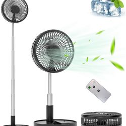 Primevolve Portable Oscillating Standing Fan,Rechargeable Battery Operated USB Floor Table Desk Fan with Remote, Bedroom Camping Travel Fans Black 7.7