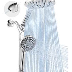 MakeFit Dual Handheld Shower Head Combo, 2-in-1 Rain Shower Heads System 8 Inch Rainfall Shower Head and 10 Modes High Pressure Hand Held Showerhead w